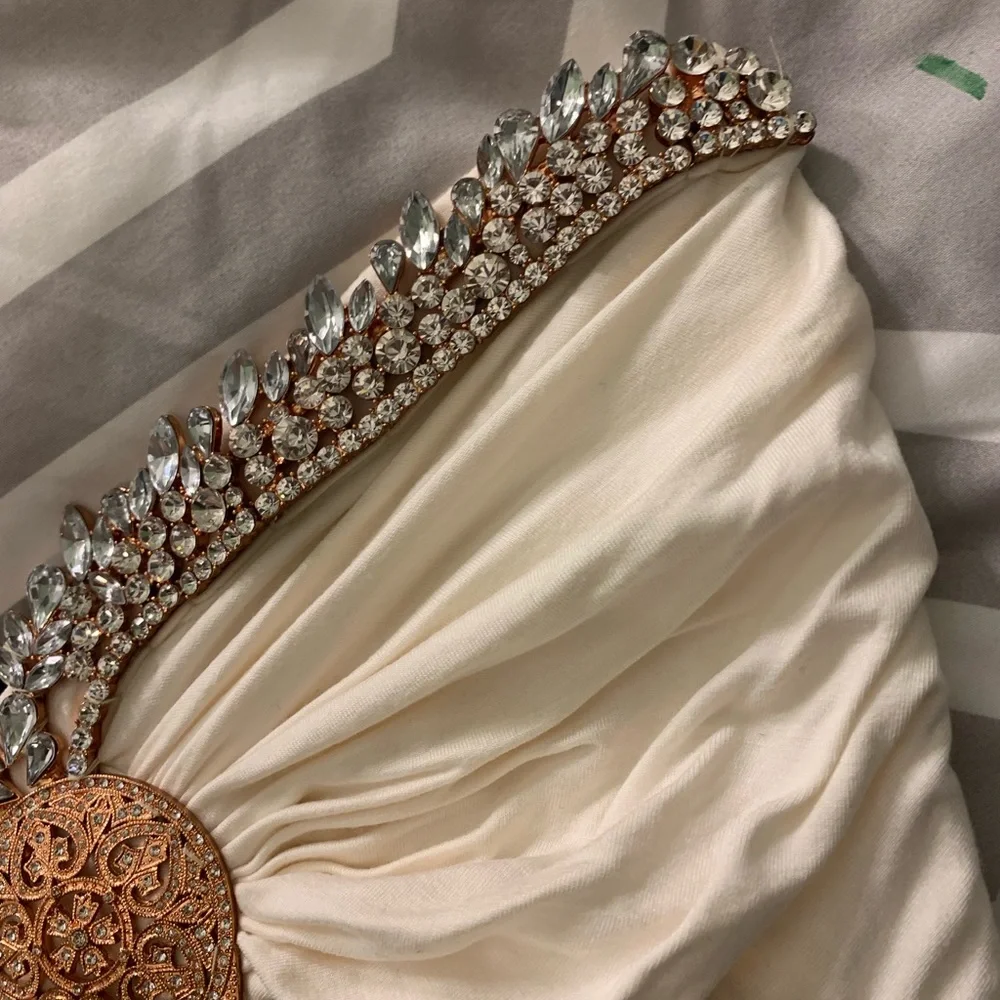 Sky Ivory Strapless Jeweled Bust Pleated Blouse - Picture 4 of 5